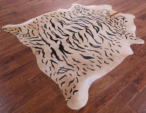 Tiger Animal Print Natural Cowhide Rug - X-Large 7' 0