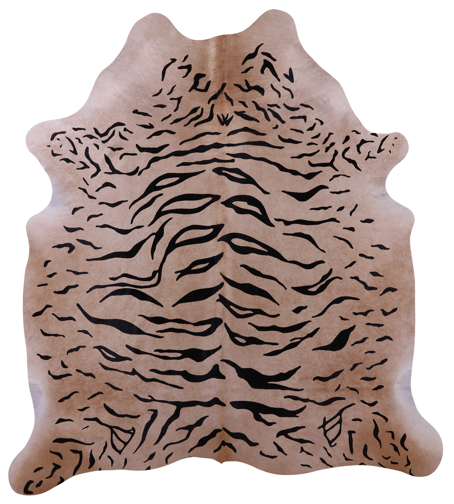 Tiger Animal Print Natural Cowhide Rug - X-Large 7' 0"H x 6' 3"W