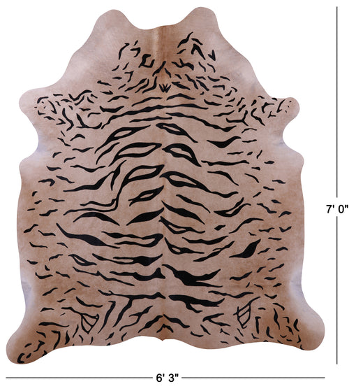 Tiger Animal Print Natural Cowhide Rug - X-Large 7' 0