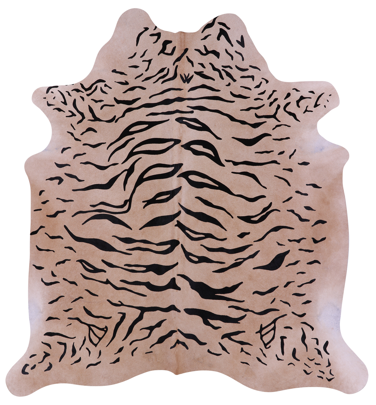 Tiger Animal Print Natural Cowhide Rug - X-Large 7' 0"H x 6' 5"W