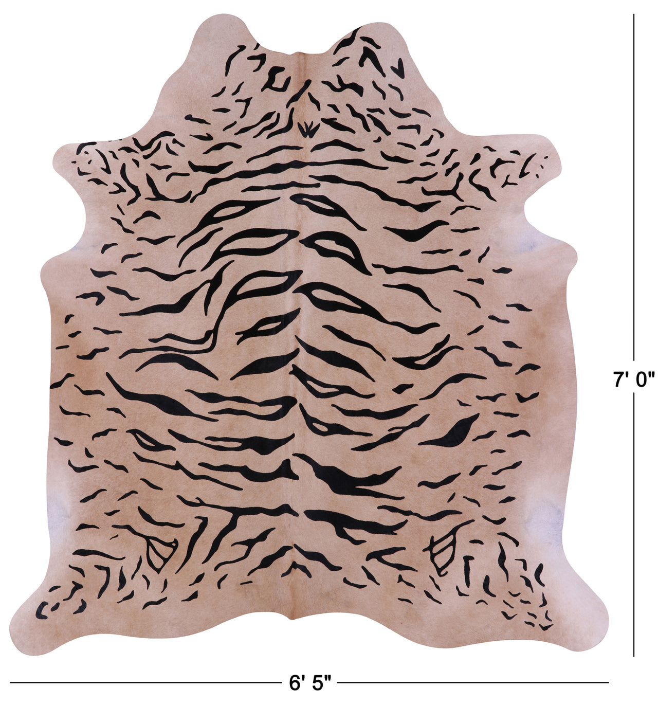 Tiger Animal Print Natural Cowhide Rug - X-Large 7' 0"H x 6' 5"W