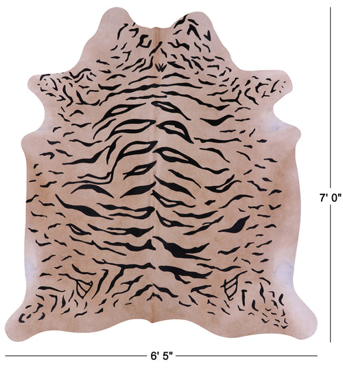 Tiger Animal Print Natural Cowhide Rug - X-Large 7' 0