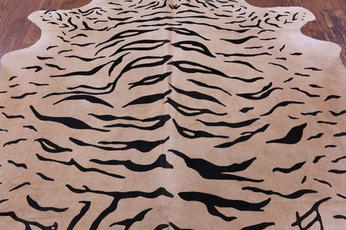 Tiger Animal Print Natural Cowhide Rug - X-Large 7' 0