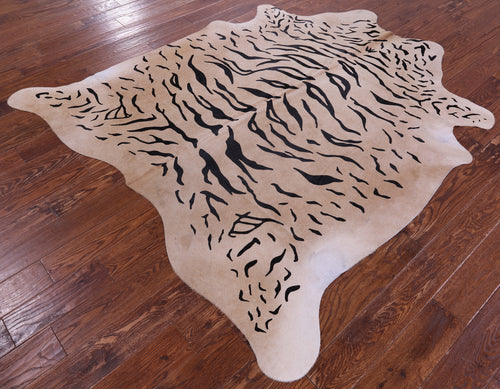 Tiger Animal Print Natural Cowhide Rug - X-Large 7' 0