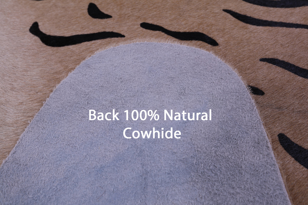 Tiger Animal Print Natural Cowhide Rug - X-Large 7' 0"H x 6' 5"W