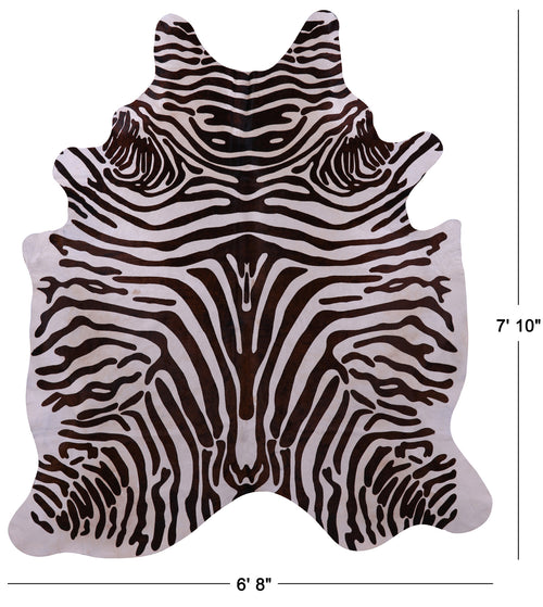 Zebra Animal Print Natural Cowhide Rug - XX-Large 7' 10