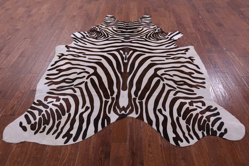 Zebra Animal Print Natural Cowhide Rug - XX-Large 7' 10