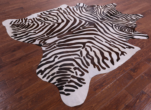Zebra Animal Print Natural Cowhide Rug - XX-Large 7' 10