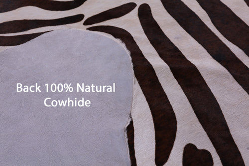 Zebra Animal Print Natural Cowhide Rug - XX-Large 7' 10