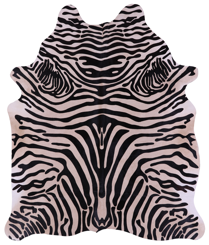Zebra Animal Print Natural Cowhide Rug - X-Large 7' 7"H x 6' 3"W