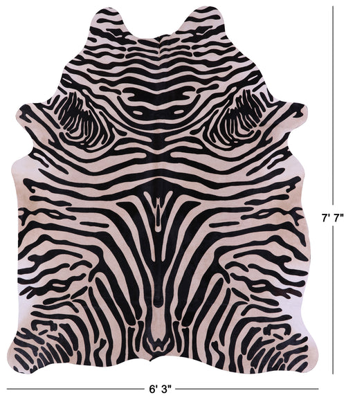 Zebra Animal Print Natural Cowhide Rug - X-Large 7' 7