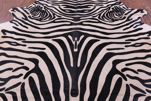 Zebra Animal Print Natural Cowhide Rug - X-Large 7' 7