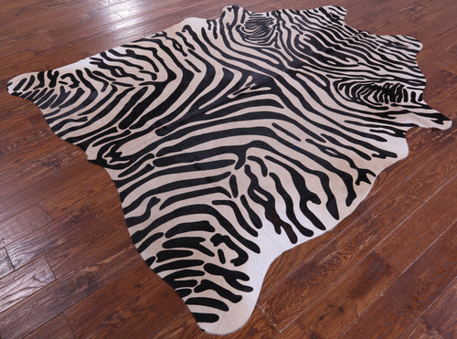 Zebra Animal Print Natural Cowhide Rug - X-Large 7' 7