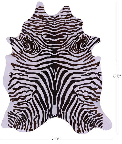 Zebra Animal Print Natural Cowhide Rug - XX-Large 8' 3