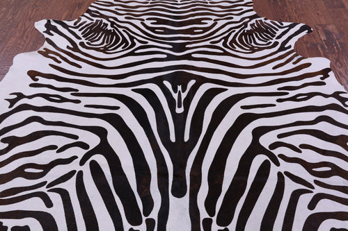 Zebra Animal Print Natural Cowhide Rug - XX-Large 8' 3