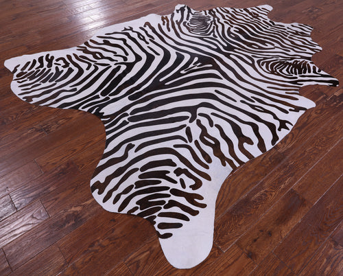 Zebra Animal Print Natural Cowhide Rug - XX-Large 8' 3