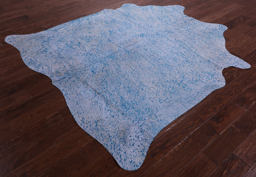 Blue Metallic Natural Cowhide Rug - X-Large 7' 1