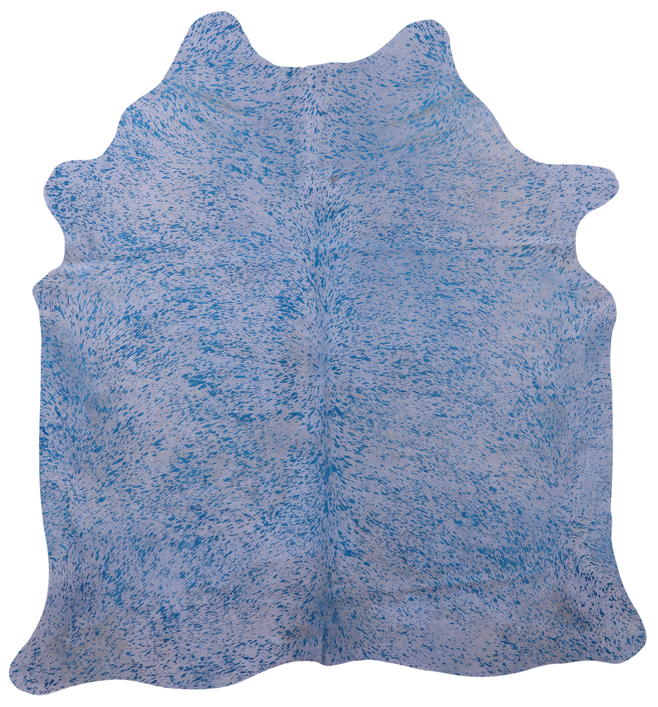 Blue Metallic Natural Cowhide Rug - X-Large 7' 1"H x 6' 7"W