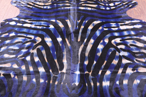 Zebra Animal Print Natural Dyed Cowhide Rug - X-Large 7' 5