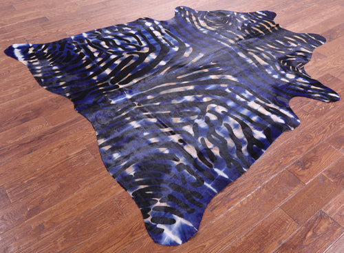 Zebra Animal Print Natural Dyed Cowhide Rug - X-Large 7' 5