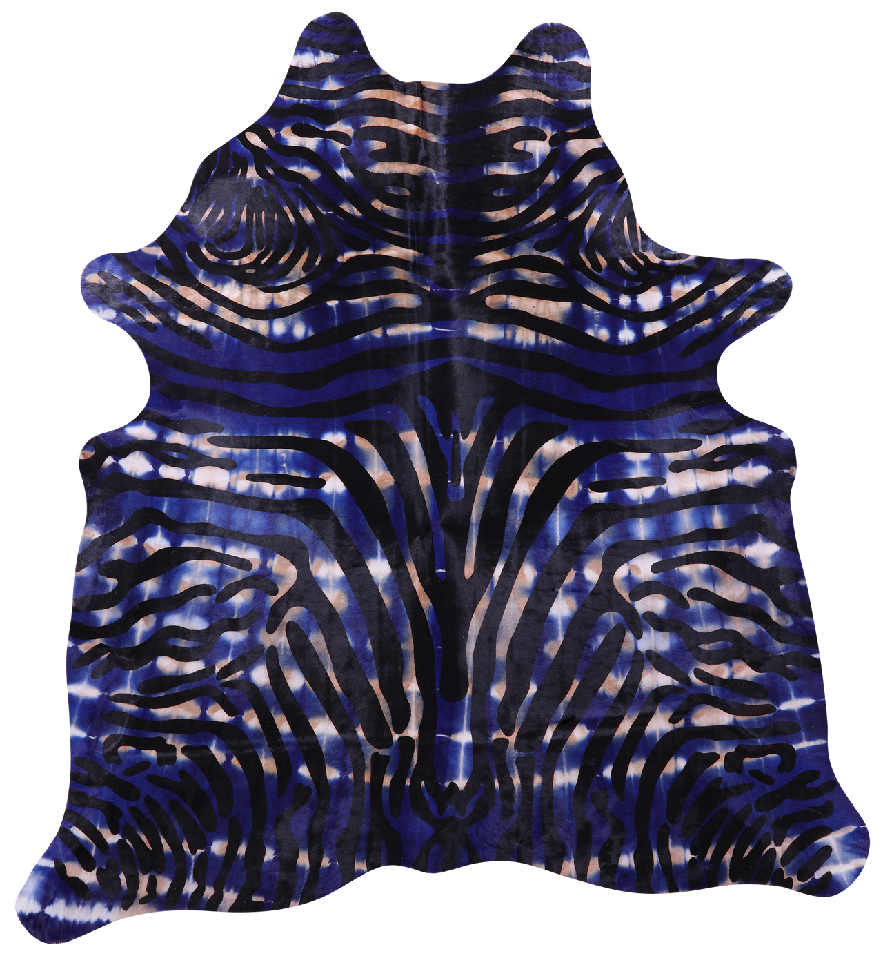 Zebra Animal Print Natural Dyed Cowhide Rug - X-Large 7' 5"H x 6' 9"W