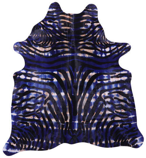 Zebra Animal Print Natural Dyed Cowhide Rug - X-Large 7' 5