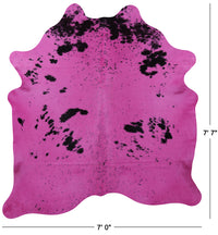 Thumbnail for Pink Dyed Natural Cowhide Rug - X-Large 7' 7