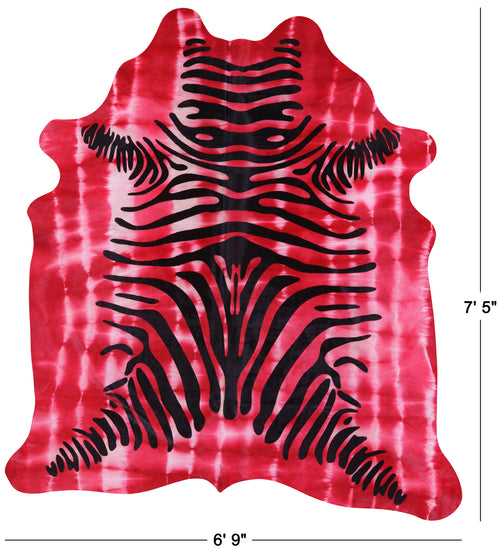 Zebra Animal Print Natural Dyed Cowhide Rug - X-Large 7' 5