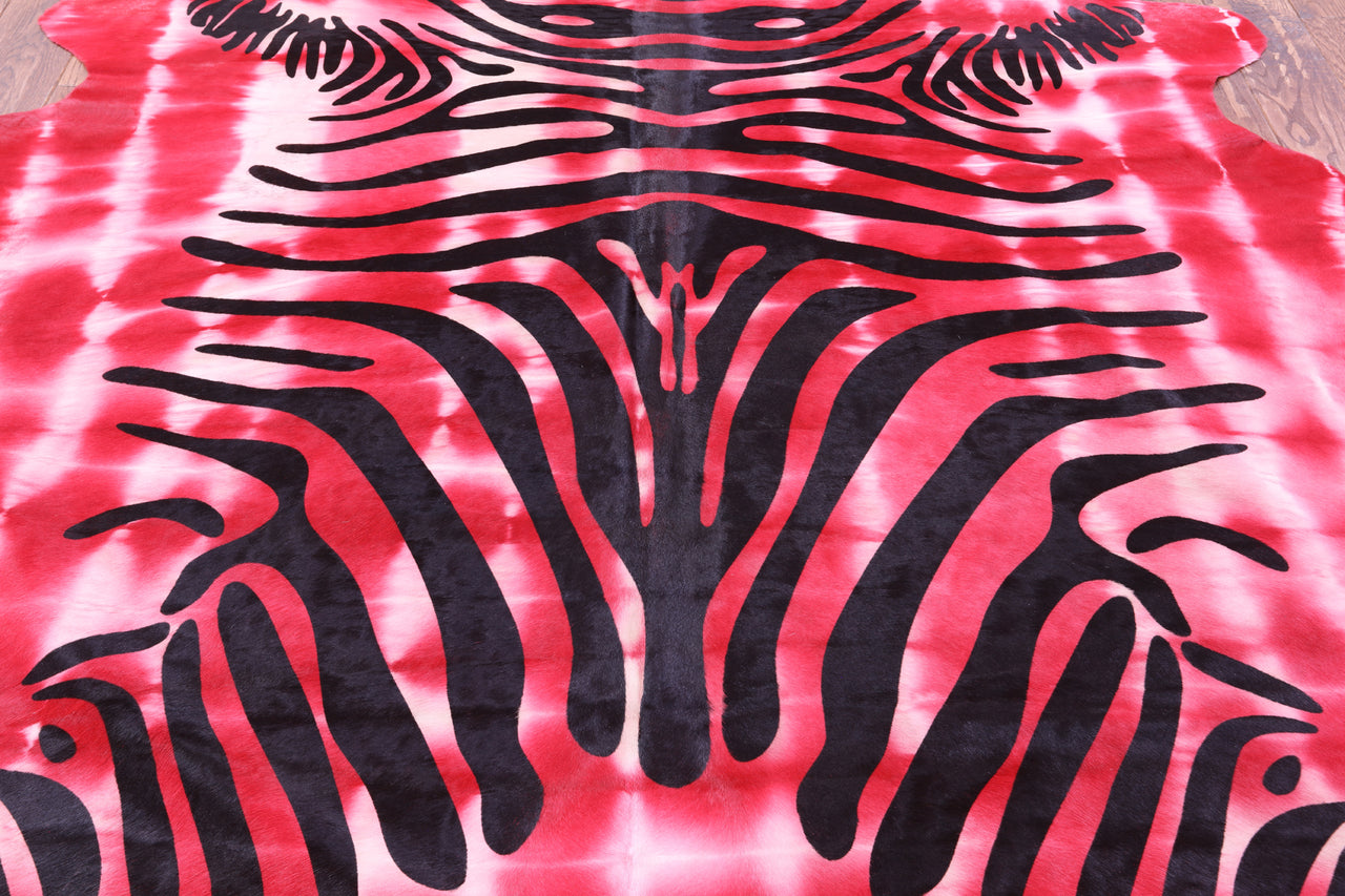 Zebra Animal Print Natural Dyed Cowhide Rug - X-Large 7' 5"H x 6' 9"W