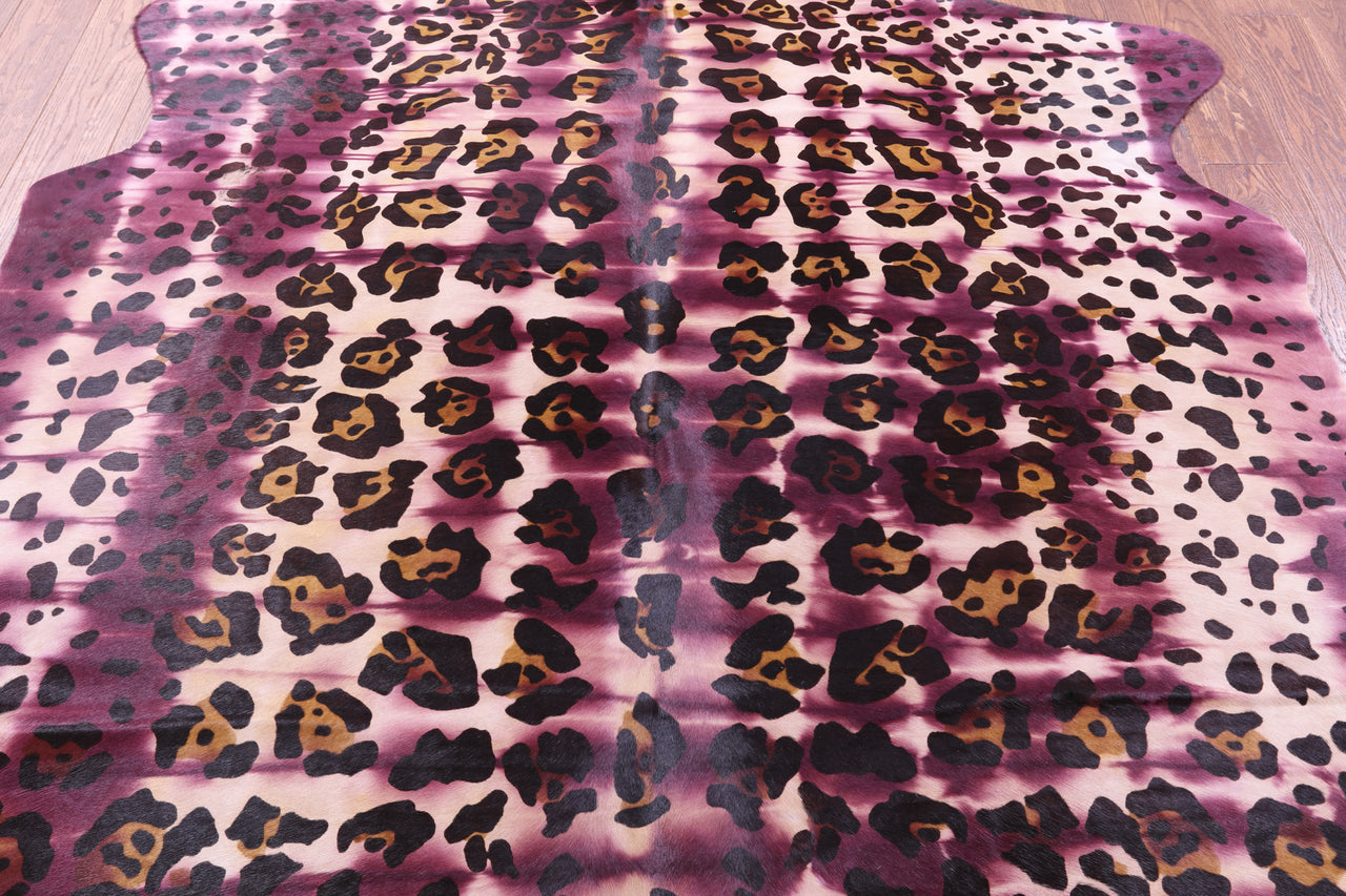 Jaguar Animal Print Natural Dyed Cowhide Rug - X-Large 7' 7"H x 6' 7"W