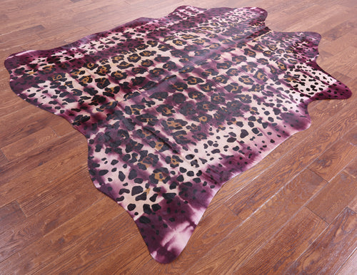 Jaguar Animal Print Natural Dyed Cowhide Rug - X-Large 7' 7