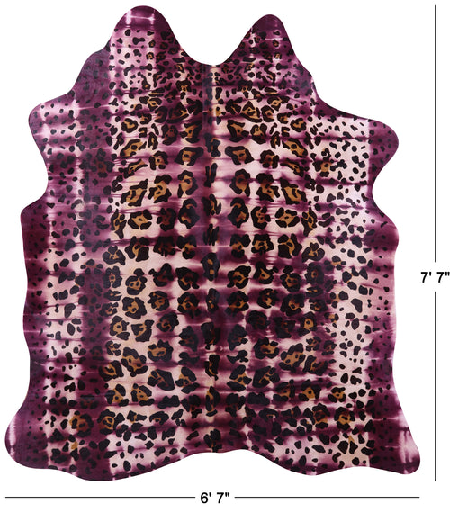 Jaguar Animal Print Natural Dyed Cowhide Rug - X-Large 7' 7