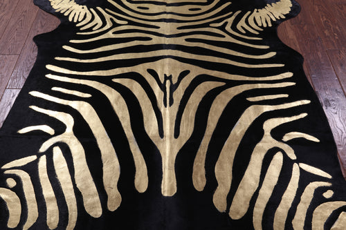 Zebra Animal Print Natural Cowhide Rug - Large 6' 9