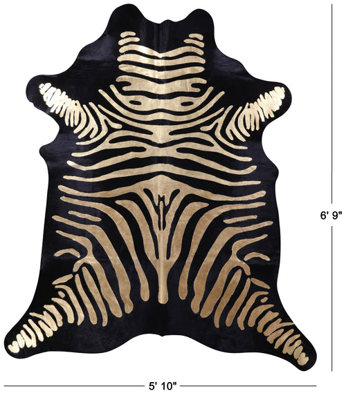 Zebra Animal Print Natural Cowhide Rug - Large 6' 9