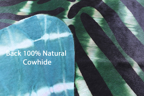 Zebra Animal Print Natural Dyed Cowhide Rug - X-Large 7' 6
