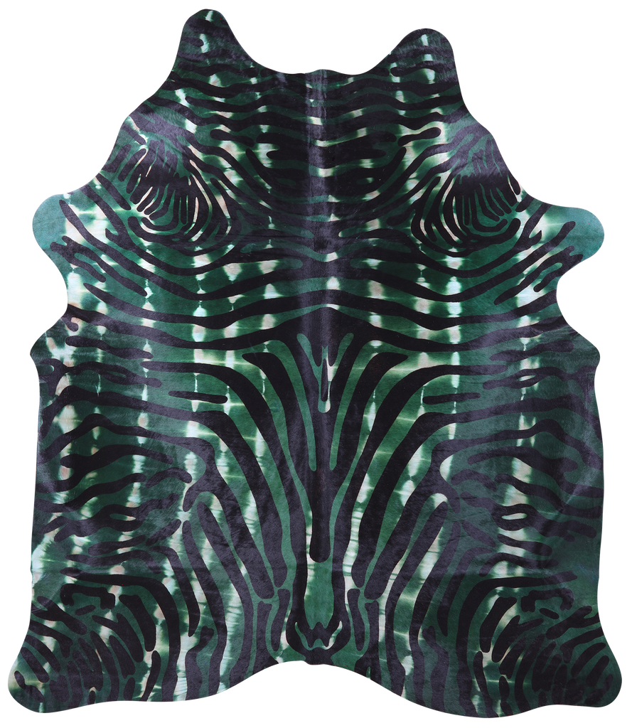 Zebra Animal Print Natural Dyed Cowhide Rug - X-Large 7' 6"H x 6' 6"W