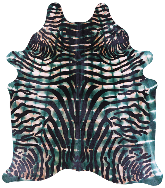 Zebra Animal Print Natural Dyed Cowhide Rug - XX-Large 7' 9"H x 6' 9"W
