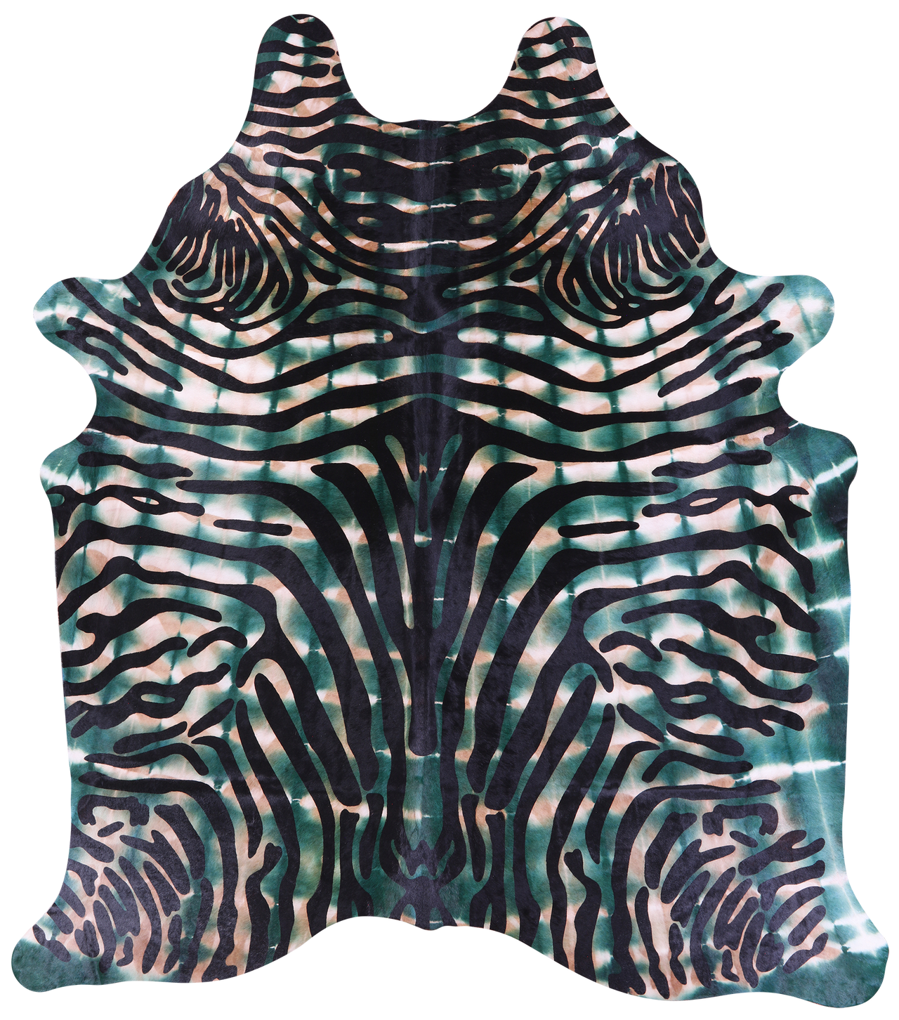 Zebra Animal Print Natural Dyed Cowhide Rug - XX-Large 7' 9"H x 6' 9"W