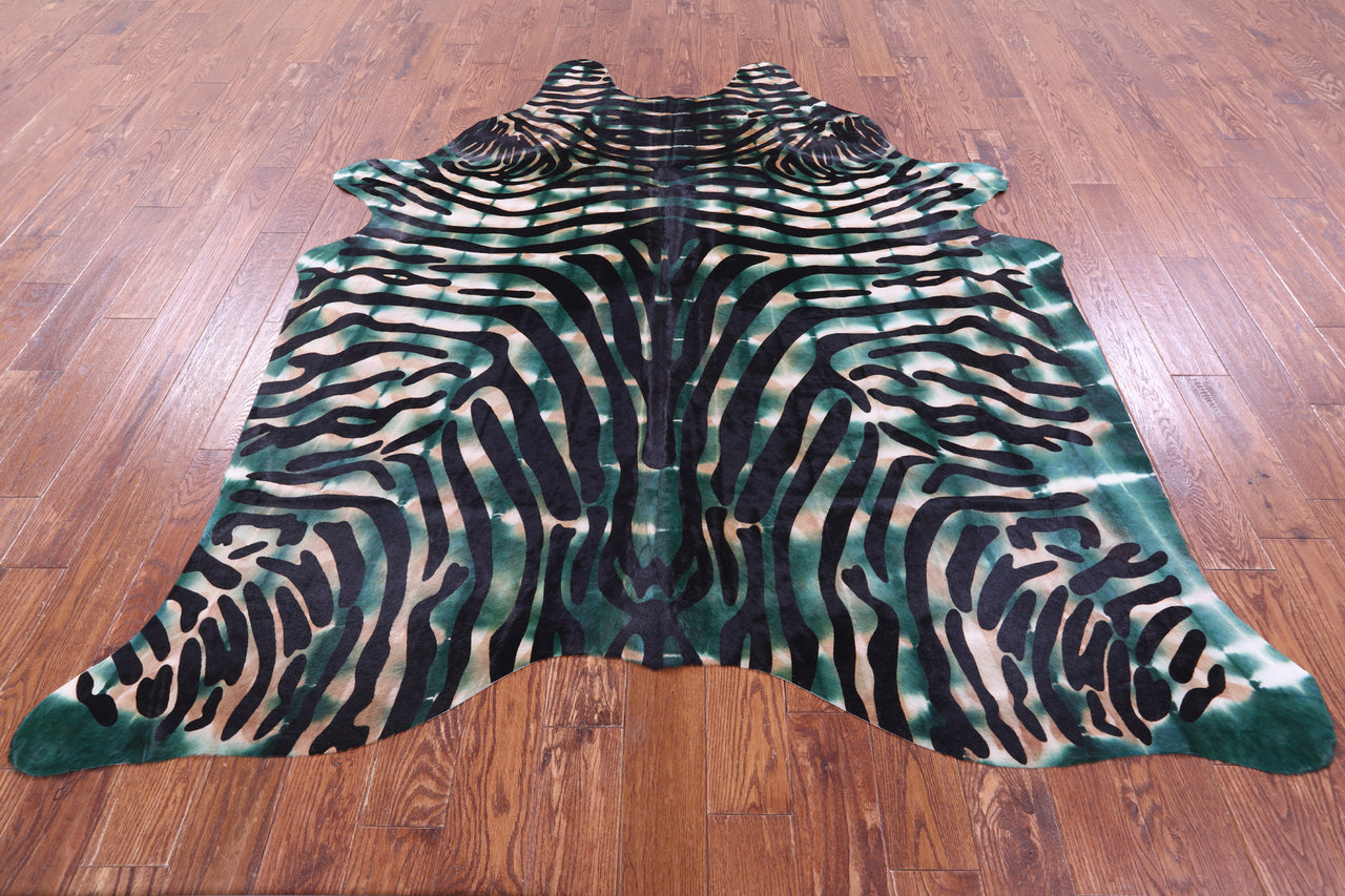 Zebra Animal Print Natural Dyed Cowhide Rug - XX-Large 7' 9"H x 6' 9"W