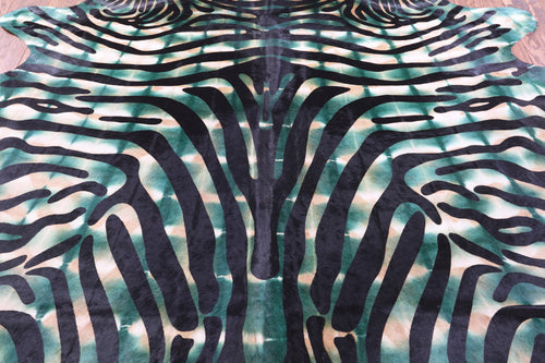 Zebra Animal Print Natural Dyed Cowhide Rug - XX-Large 7' 9