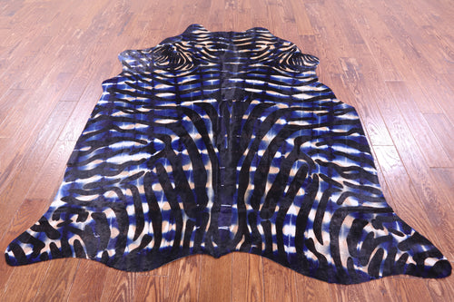 Zebra Animal Print Natural Dyed Cowhide Rug - X-Large 7' 0