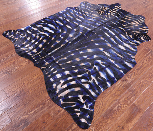 Zebra Animal Print Natural Dyed Cowhide Rug - X-Large 7' 0