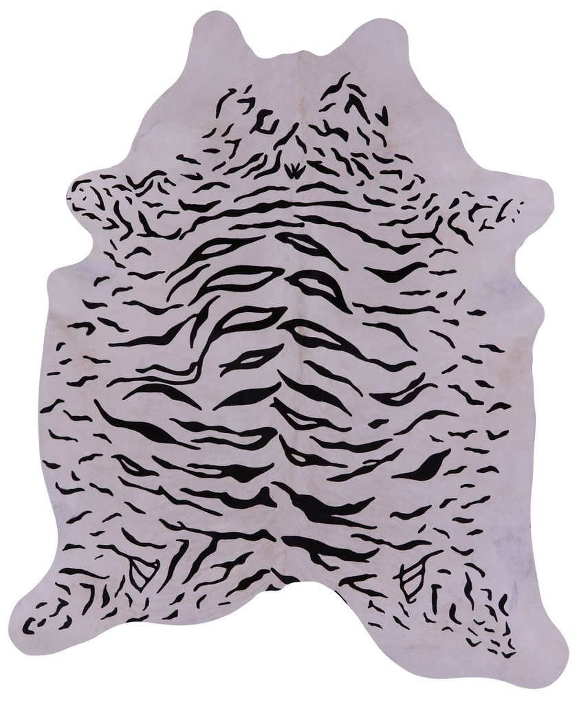 Tiger Animal Print Natural Cowhide Rug - X-Large 7' 4"H x 6' 3"W