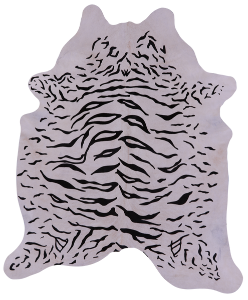 Tiger Animal Print Natural Cowhide Rug - X-Large 7' 4"H x 6' 3"W