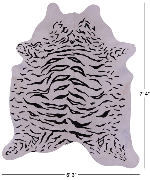 Tiger Animal Print Natural Cowhide Rug - X-Large 7' 4