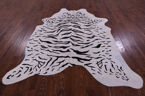 Tiger Animal Print Natural Cowhide Rug - X-Large 7' 4