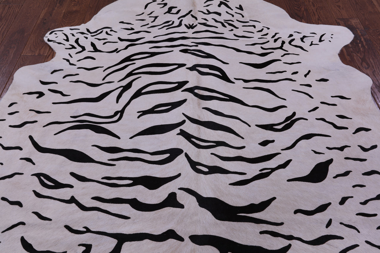 Tiger Animal Print Natural Cowhide Rug - X-Large 7' 4"H x 6' 3"W