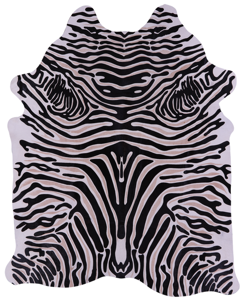 Zebra Animal Print Natural Cowhide Rug - XX-Large 7' 9"H x 6' 4"W