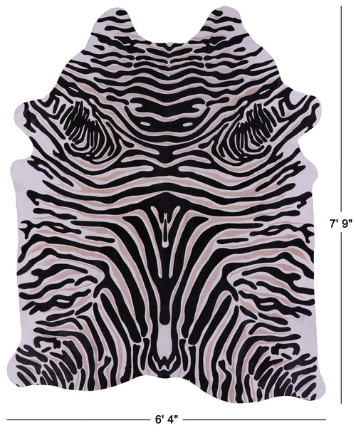 Zebra Animal Print Natural Cowhide Rug - XX-Large 7' 9