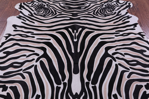 Zebra Animal Print Natural Cowhide Rug - XX-Large 7' 9